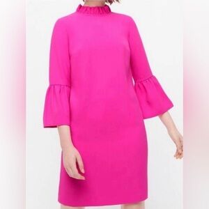 J. Crew Ruffle-Neck Shift Dress (Pink) - Size 10